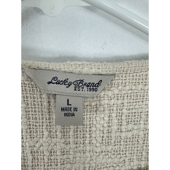 Lucky Brand Womens Size Large Cream Woven Zip Up Jacquard Southwest Moto Jacket - Picture 6 of 7